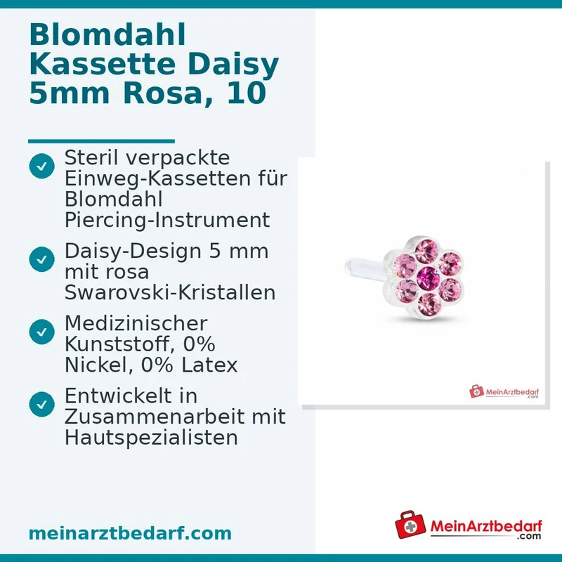 Blomdahl Erstohrstecker Daisy Kunststoff rosa, 5 mm, 10 Stk.