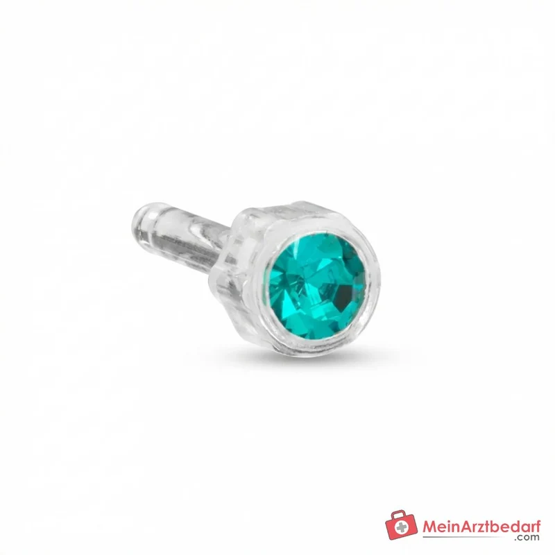 Blomdahl Erstohrstecker Bezel Kunststoff Blauer Zirkon, 4 mm, 10 Stk.