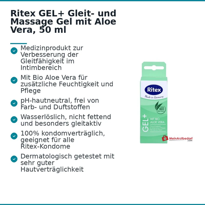Ritex GEL+ Gleit- und Massage Gel mit Aloe Vera, 50 ml