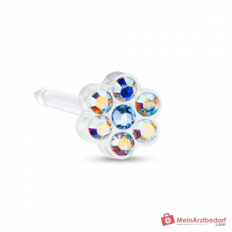 Blomdahl Erstohrstecker Daisy Kunststoff Blauer Regenbogen, 5 mm, 10 Stk.