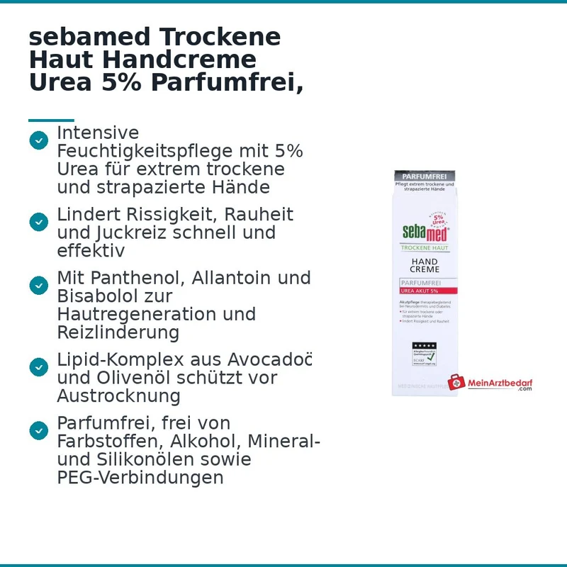 sebamed Trockene Haut Handcreme Urea 5% Parfumfrei, 75 ml
