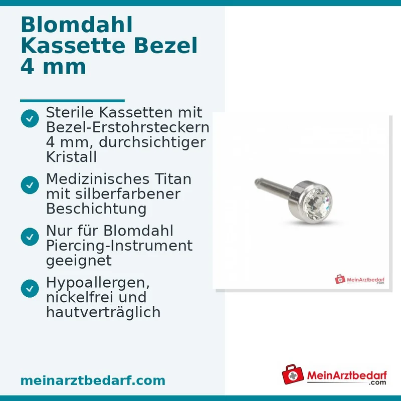 Blomdahl Erstohrstecker Bezel silber, 4 mm, 10 Stk.