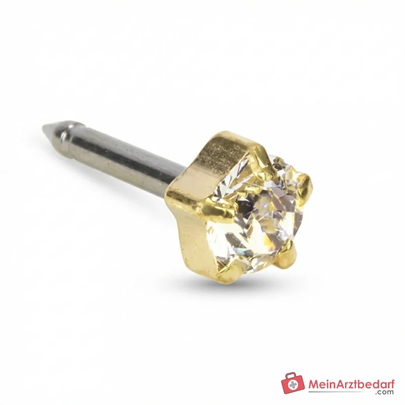 Blomdahl Erstohrstecker Tiffany Titan gold mit Zirkonia, 4 mm, 10 Stk.