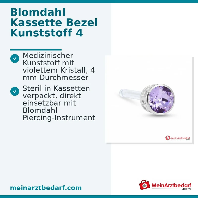 Blomdahl Erstohrstecker Bezel Kunststoff violett, 4 mm, 10 Stk.