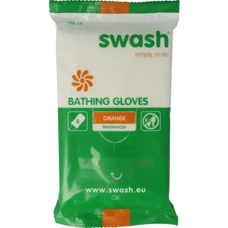 Swash® Bathing Gloves vochtige washandjes Geparfumeerd Orange 8 stuks