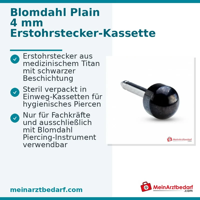 Blomdahl Erstohrstecker Plain schwarz, 4 mm, 10 Stk.