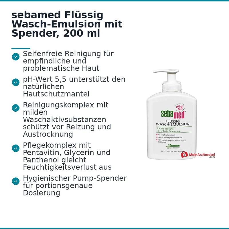 sebamed Flüssig Wasch-Emulsion mit Spender, 200 ml
