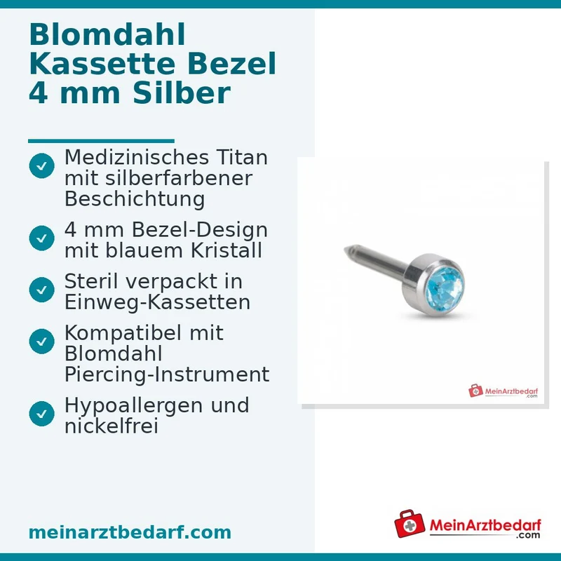 Blomdahl Nasenpiercing Bezel silber-blau, 4 mm, 10 Stk.