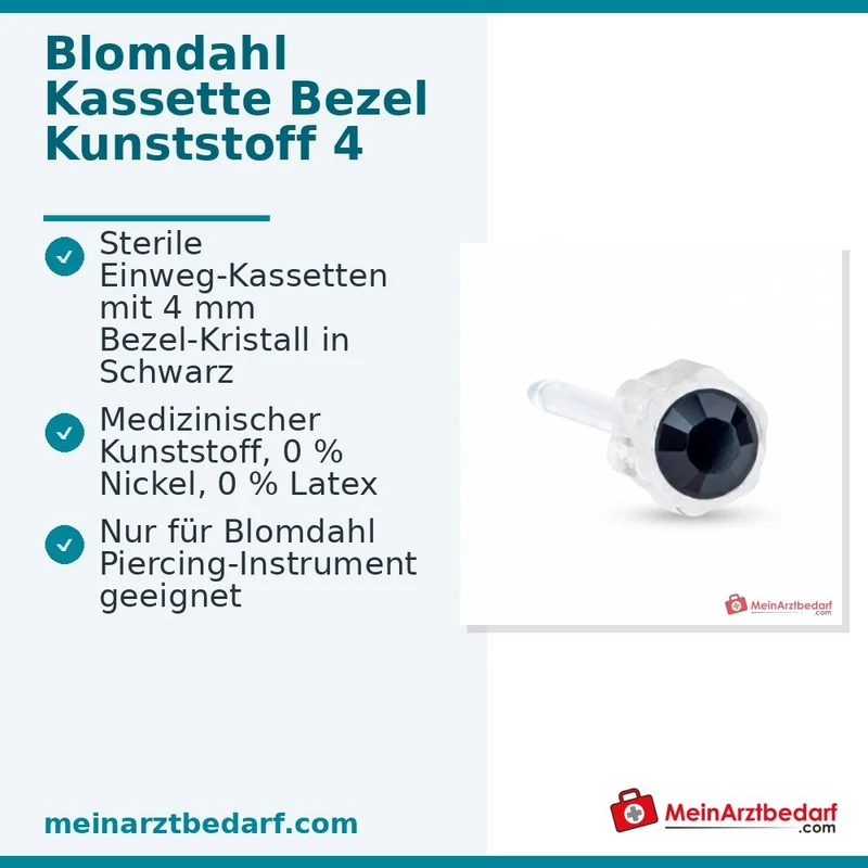 Blomdahl Erstohrstecker Bezel Kunststoff schwarz, 4 mm, 10 Stk.