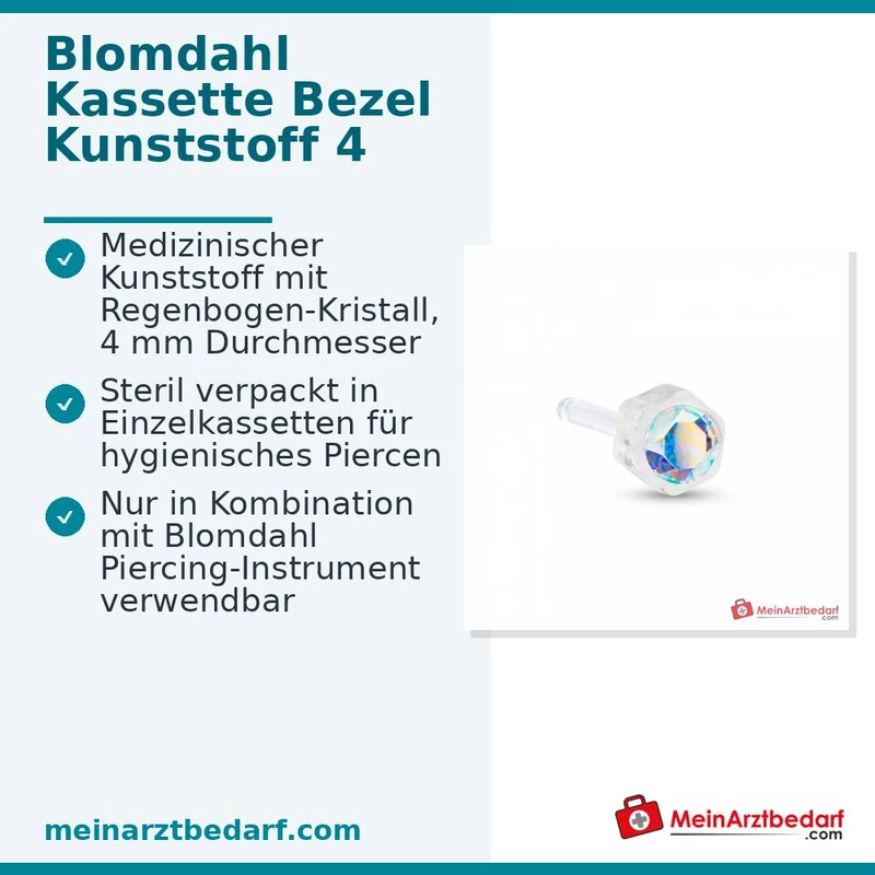 Blomdahl Erstohrstecker Bezel Kunststoff Regenbogen, 4 mm, 10 Stk.