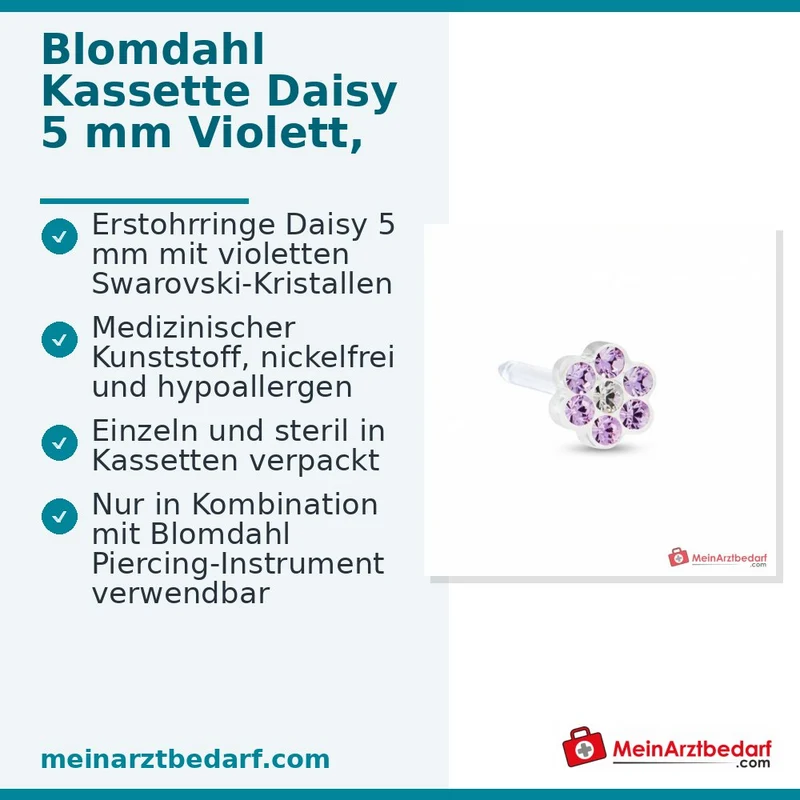 Blomdahl Erstohrstecker Daisy Kunststoff violett, 5 mm, 10 Stk.