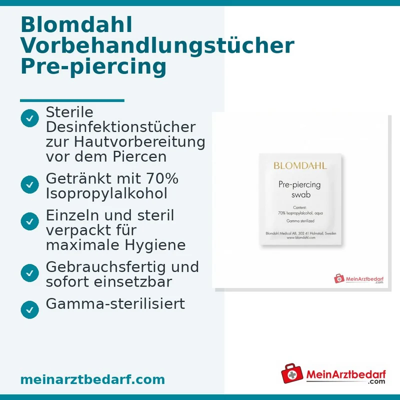 Blomdahl Pre-Piercing-Tupfer, steril, einzeln verpackt, 100 Stk.