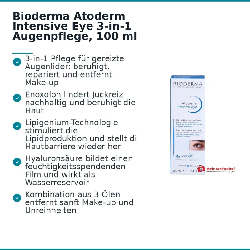 Bioderma Atoderm Intensive Eye 3-in-1 Augenpflege, 100 ml
