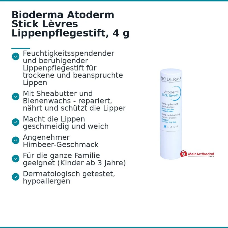 Bioderma Atoderm Stick Lèvres Lippenpflegestift, 4 g