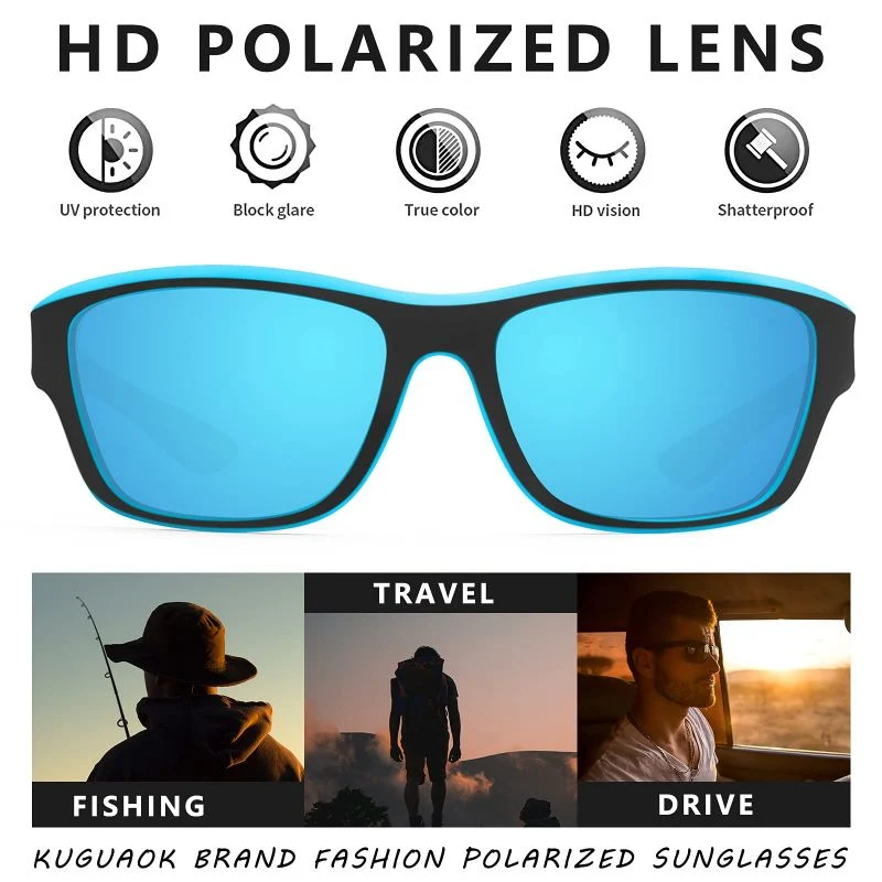 Polarisierte Sport-Sonnenbrillen für Herren zum Angeln – 2er-Pack + Kostenloses Augenstrainer-Band