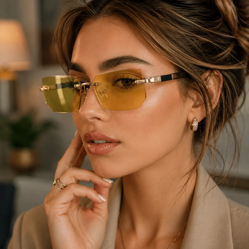 SHADEVISTA – Rechteckige rahmenlose Sonnenbrille mit UV400-Schutz