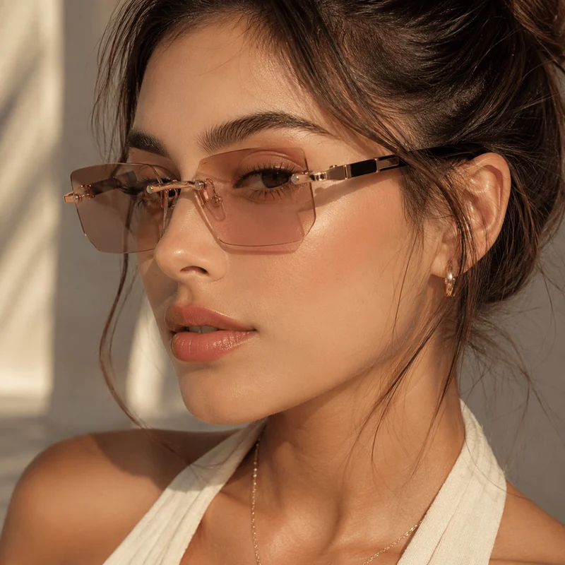 SHADEVISTA – Rechteckige rahmenlose Sonnenbrille mit UV400-Schutz