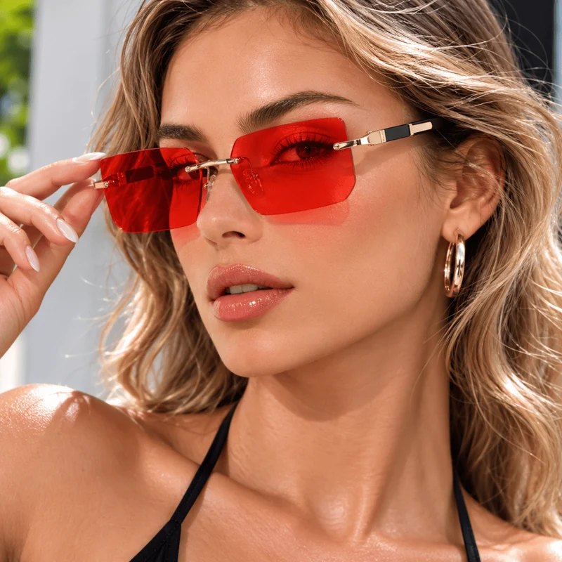SHADEVISTA – Rechteckige rahmenlose Sonnenbrille mit UV400-Schutz