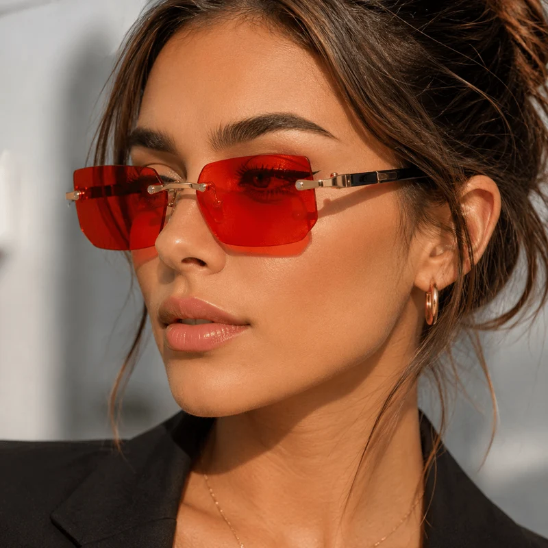 SHADEVISTA – Rechteckige rahmenlose Sonnenbrille mit UV400-Schutz