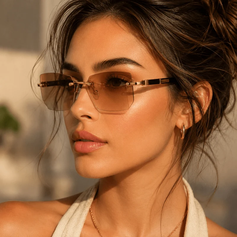SHADEVISTA – Rechteckige rahmenlose Sonnenbrille mit UV400-Schutz