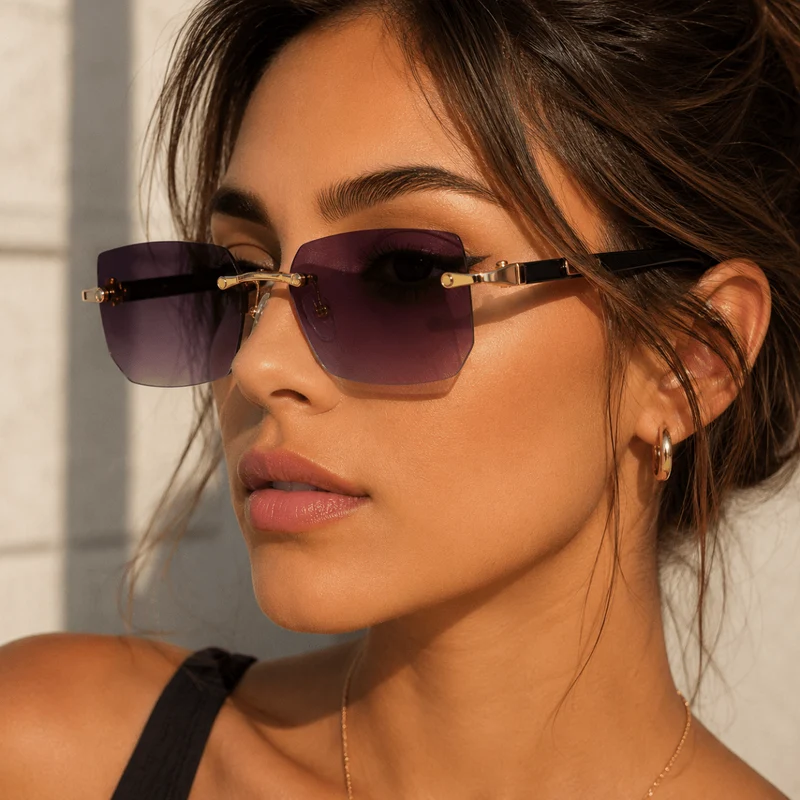 SHADEVISTA – Rechteckige rahmenlose Sonnenbrille mit UV400-Schutz