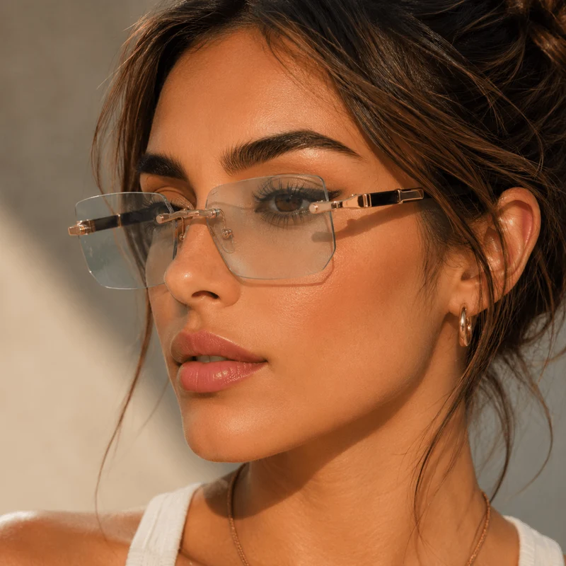 SHADEVISTA – Rechteckige rahmenlose Sonnenbrille mit UV400-Schutz