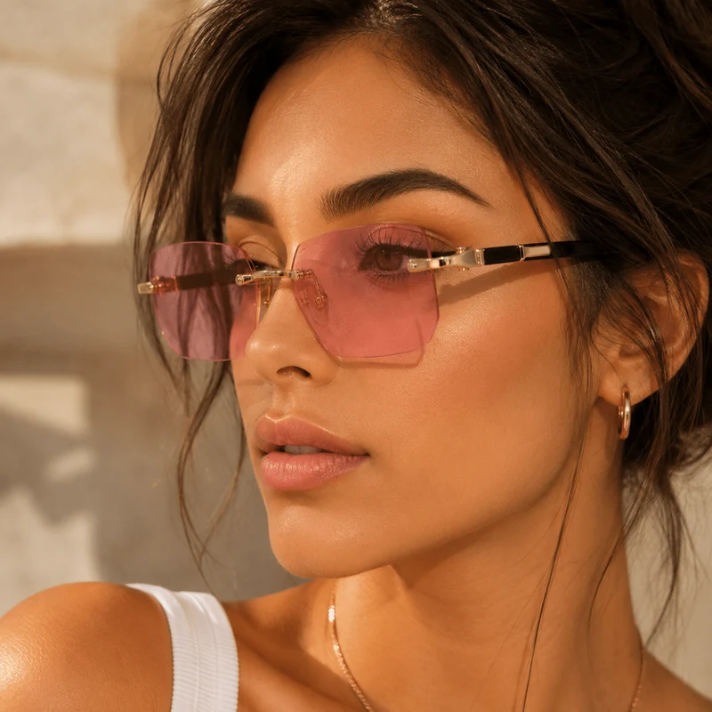 SHADEVISTA – Rechteckige rahmenlose Sonnenbrille mit UV400-Schutz