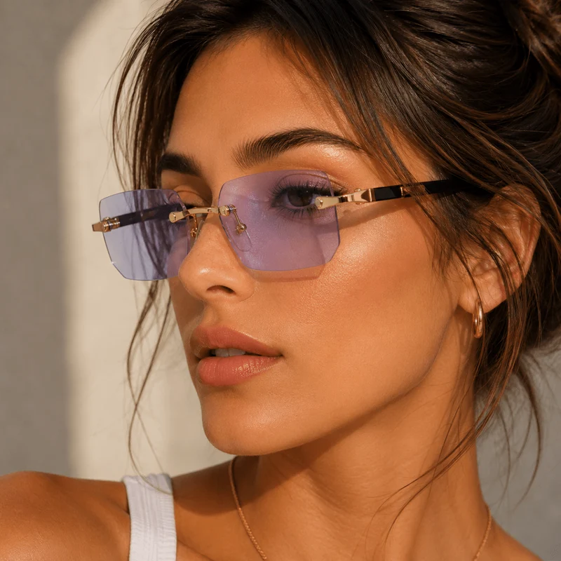 SHADEVISTA – Rechteckige rahmenlose Sonnenbrille mit UV400-Schutz