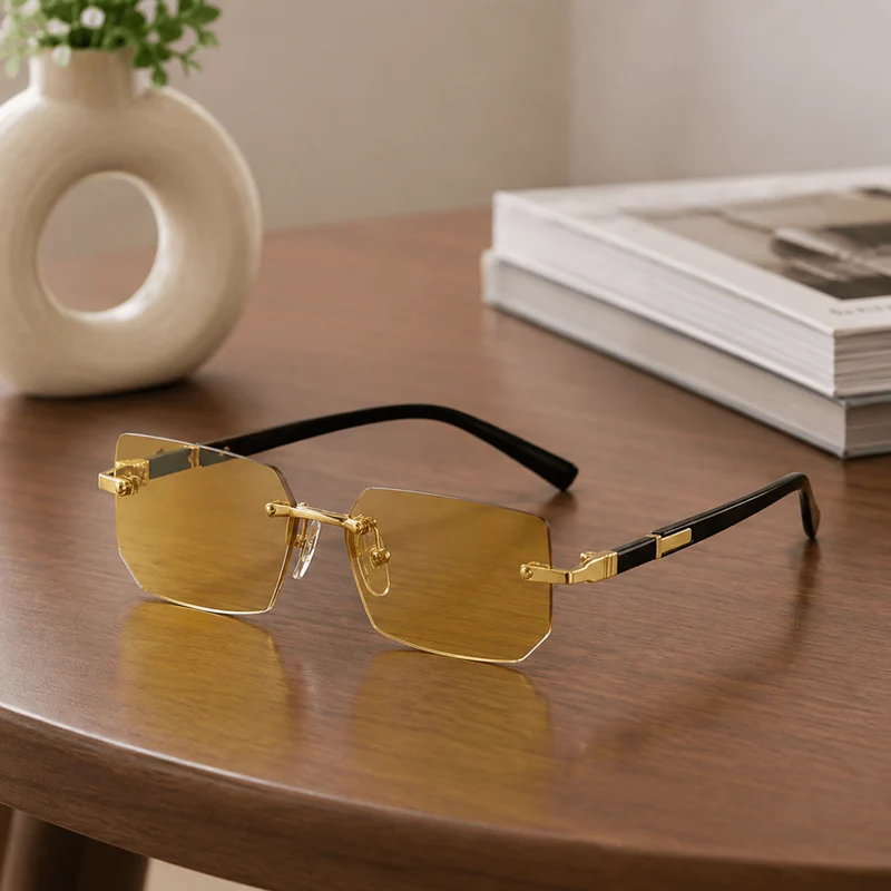 SHADEVISTA – Rechteckige rahmenlose Sonnenbrille mit UV400-Schutz