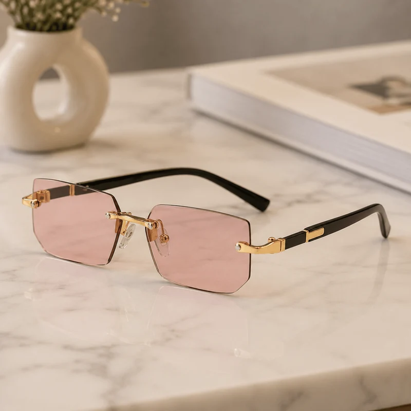 SHADEVISTA – Rechteckige rahmenlose Sonnenbrille mit UV400-Schutz