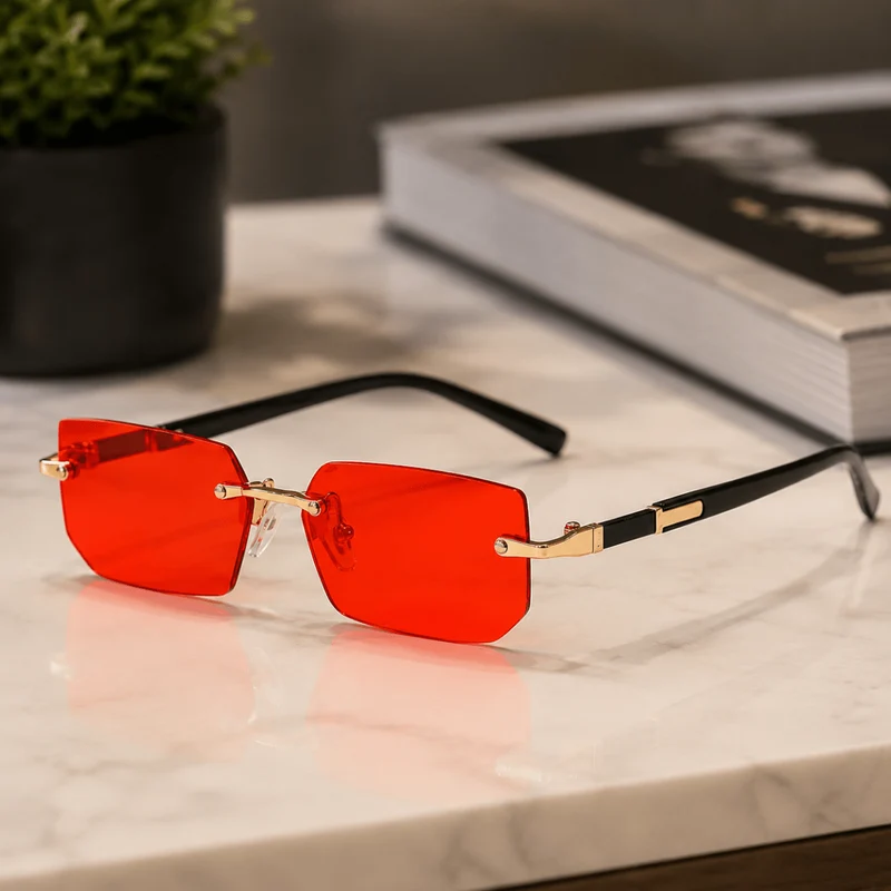 SHADEVISTA – Rechteckige rahmenlose Sonnenbrille mit UV400-Schutz