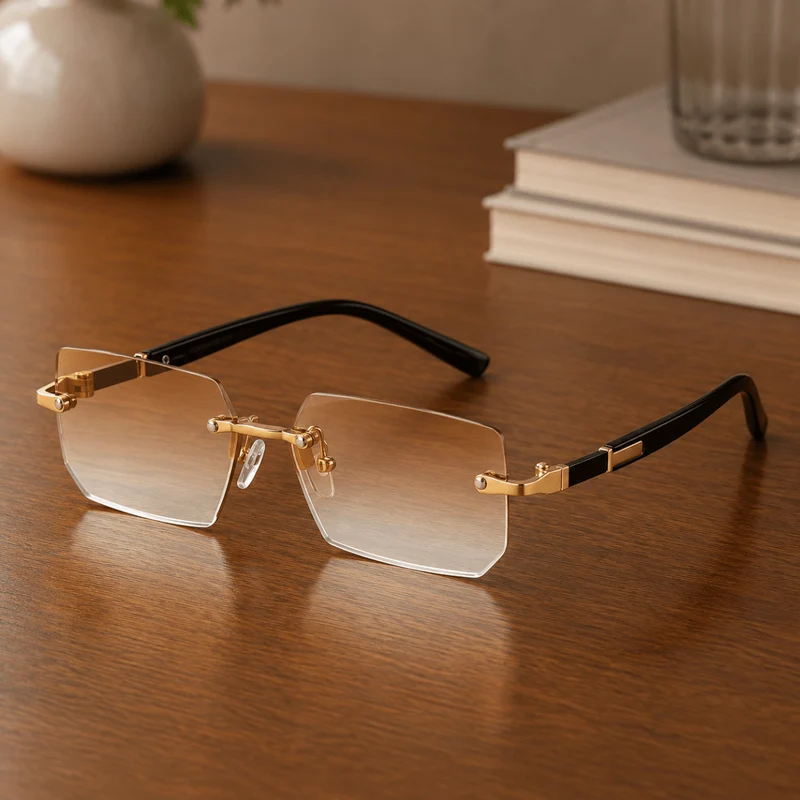 SHADEVISTA – Rechteckige rahmenlose Sonnenbrille mit UV400-Schutz