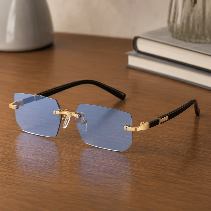 SHADEVISTA – Rechteckige rahmenlose Sonnenbrille mit UV400-Schutz