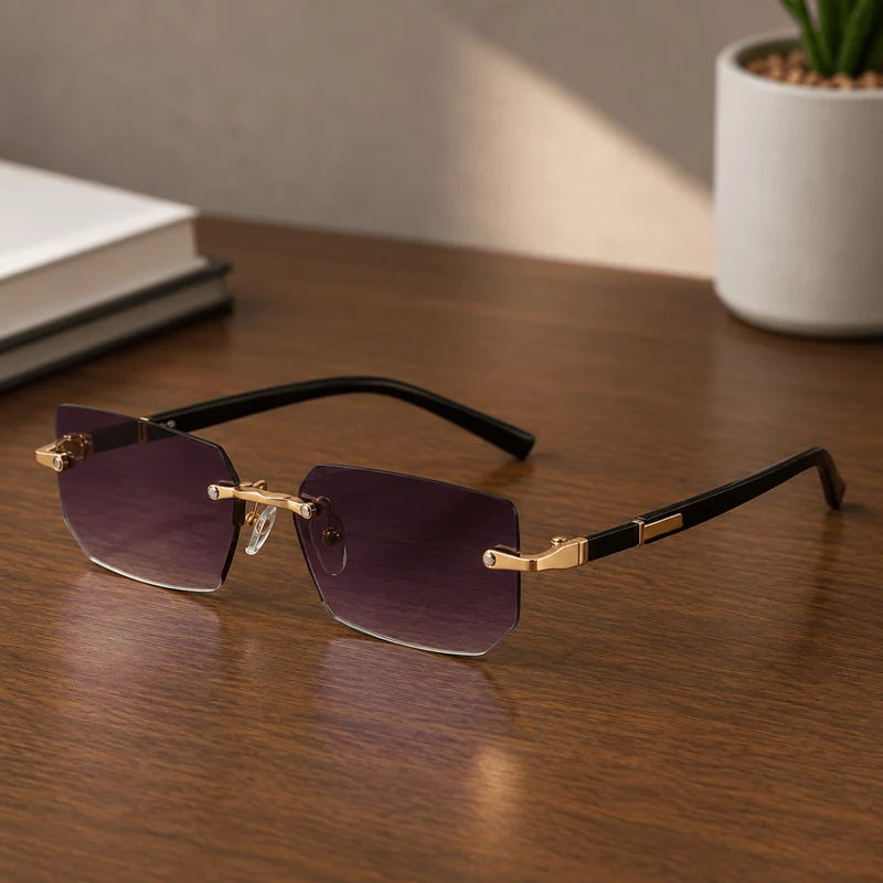 SHADEVISTA – Rechteckige rahmenlose Sonnenbrille mit UV400-Schutz