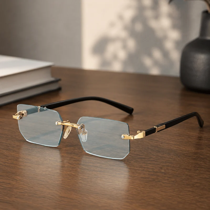 SHADEVISTA – Rechteckige rahmenlose Sonnenbrille mit UV400-Schutz