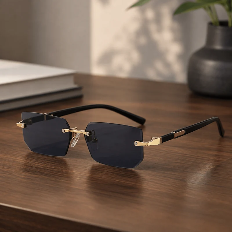 SHADEVISTA – Rechteckige rahmenlose Sonnenbrille mit UV400-Schutz