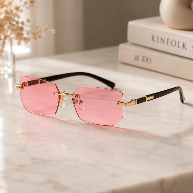SHADEVISTA – Rechteckige rahmenlose Sonnenbrille mit UV400-Schutz