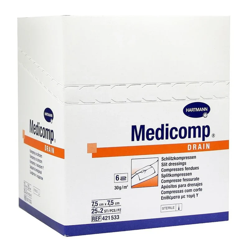 Medicomp Drain - 6 lagen 7,5x7,5CM per 2 st steriel doos - 25x2