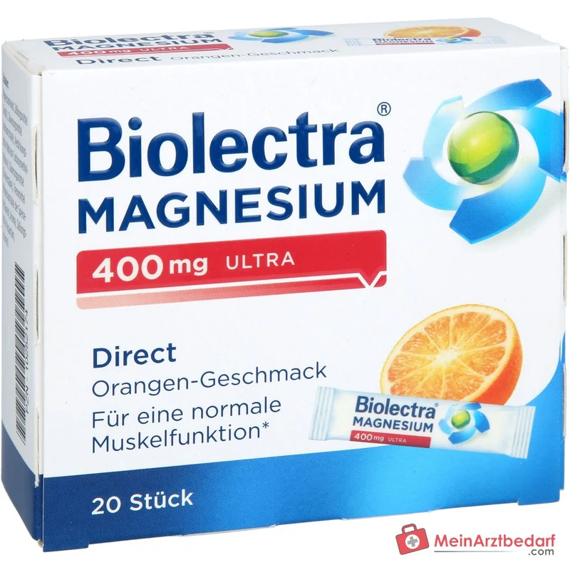 Biolectra Magnesium 400 mg Ultra Direct Orange Magnesiumoxid Micro-Pellets, 20 Sticks