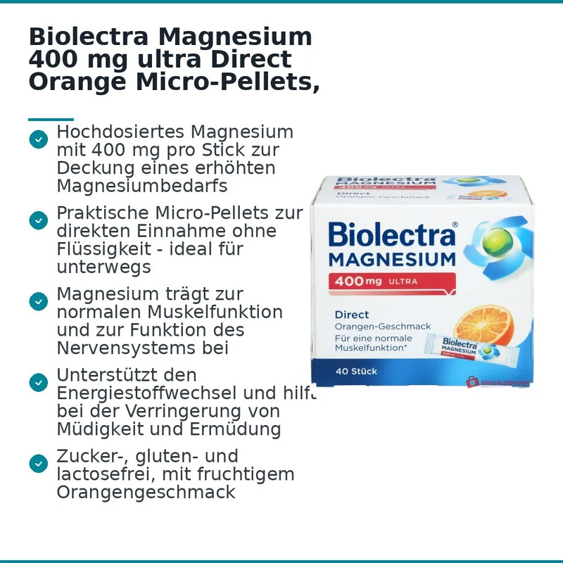 Biolectra Magnesium 400 mg ultra Direct Orangengeschmack Micro-Pellets, 40 Sticks