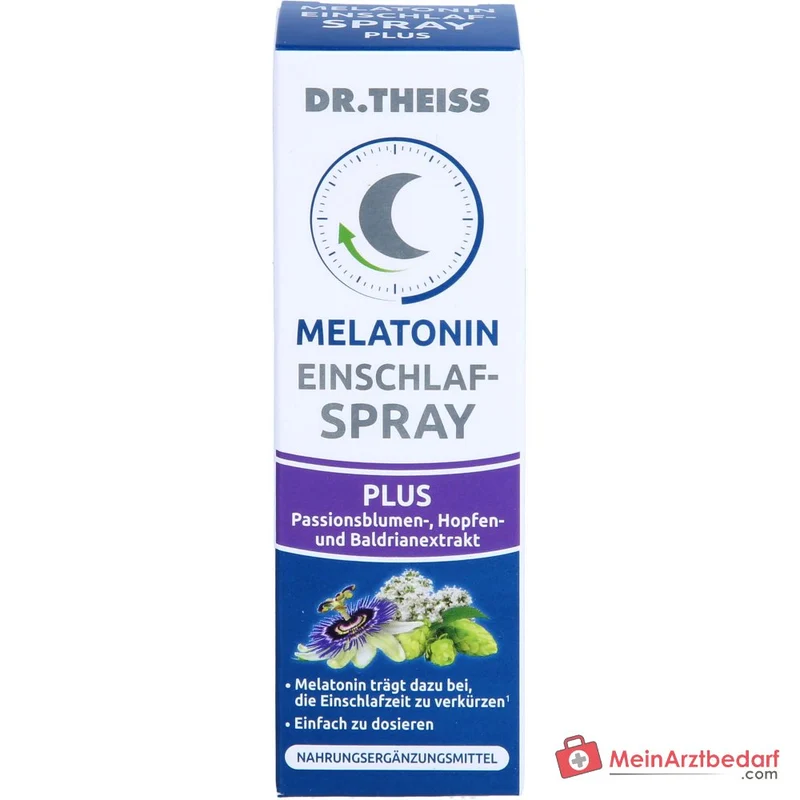 Dr. Theiss Melatonin Einschlaf-Spray Plus Melatonin / Baldrianwurzelextrakt / Passionsblumenkrautextrakt / Hopfenextrakt Mundspray, 20 ml