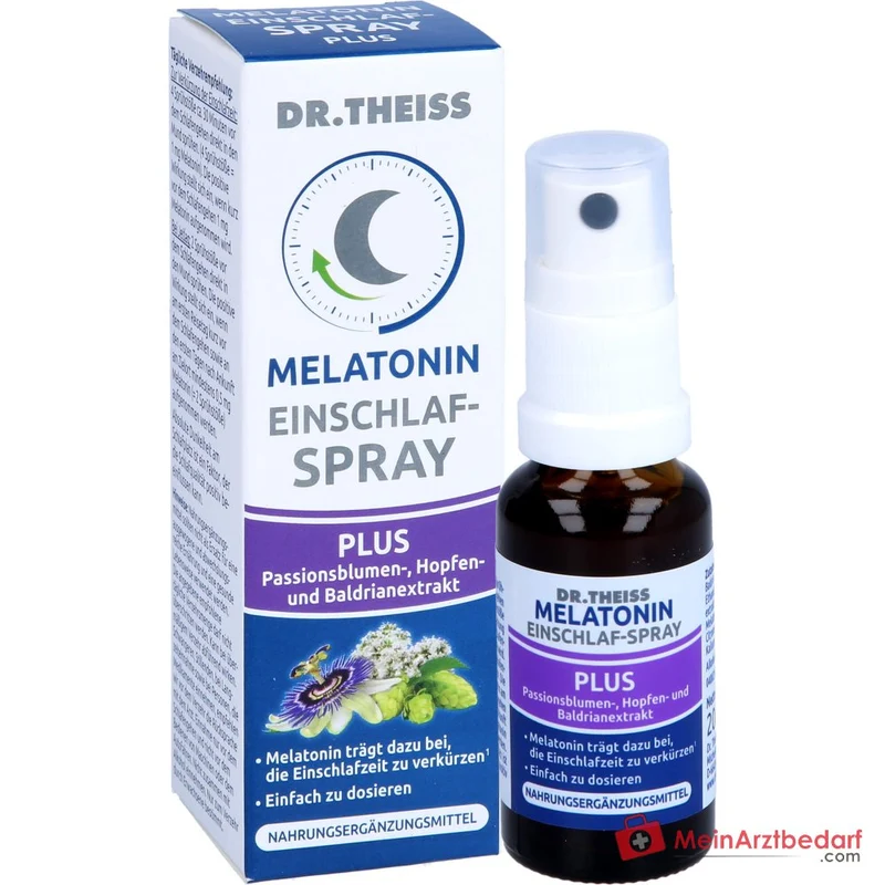 Dr. Theiss Melatonin Einschlaf-Spray Plus Melatonin / Baldrianwurzelextrakt / Passionsblumenkrautextrakt / Hopfenextrakt Mundspray, 20 ml
