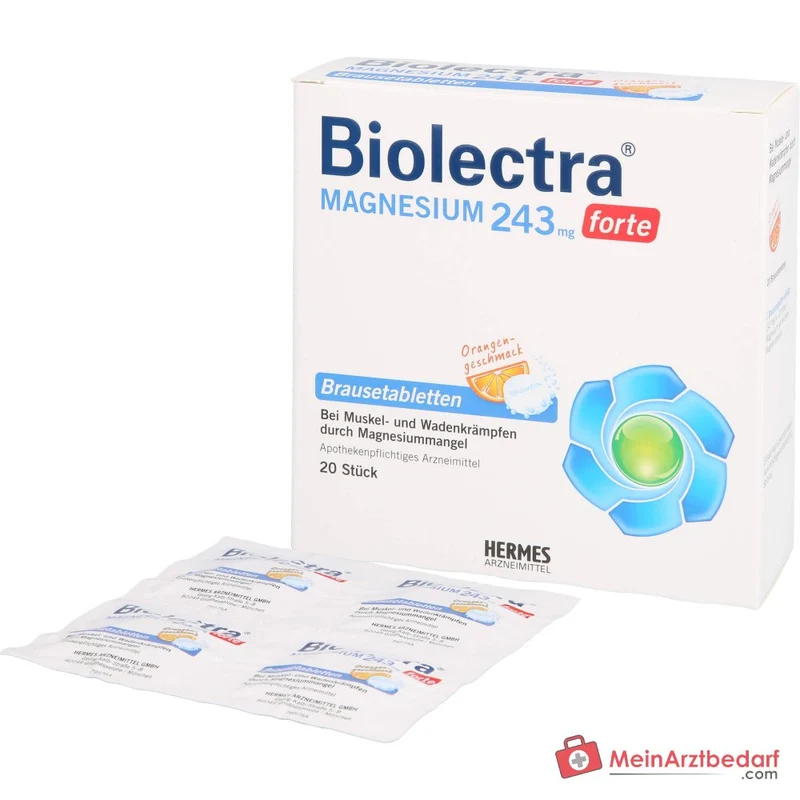 Biolectra Magnesium 243 mg forte Magnesium Brausetabletten Orangengeschmack, 20 St.