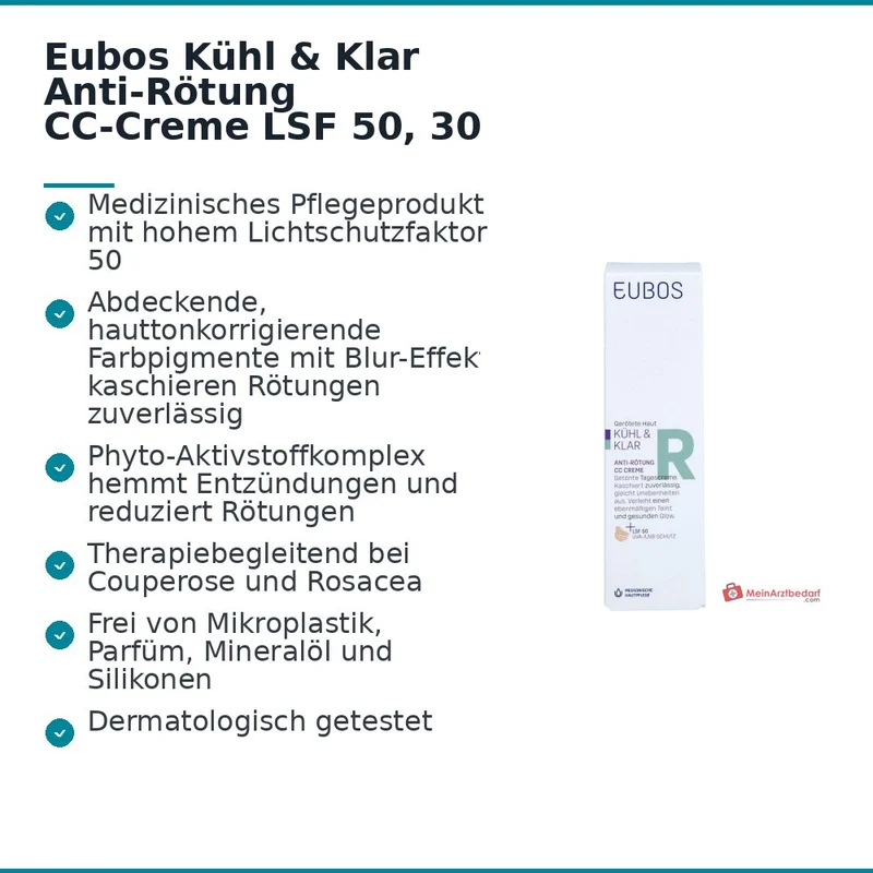 Eubos Kühl und Klar Anti-Rötung CC-Creme LSF 50, 30 ml