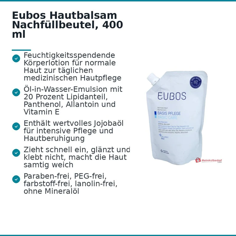 Eubos Hautbalsam Panthenol / Allantoin / Vitamin E / Jojobaöl Balsam Nachfüllbeutel, 400 ml