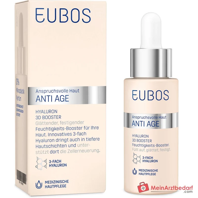 Eubos Anti-Age Hyaluron 3D Booster Hyaluronsäure / Vitamin C / Vitamin B3 / Panthenol Gel, 30 ml