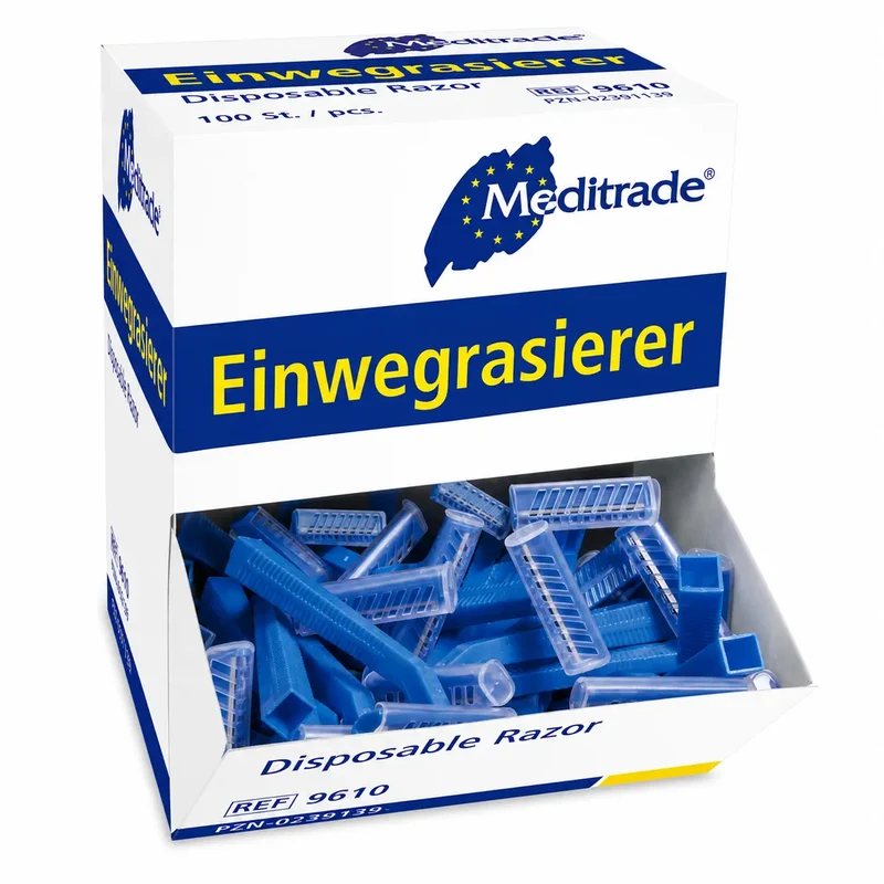 Meditrade Disposable Scheermesjes 100 Stuks | Medische Wegwerpscheermessen Blauw