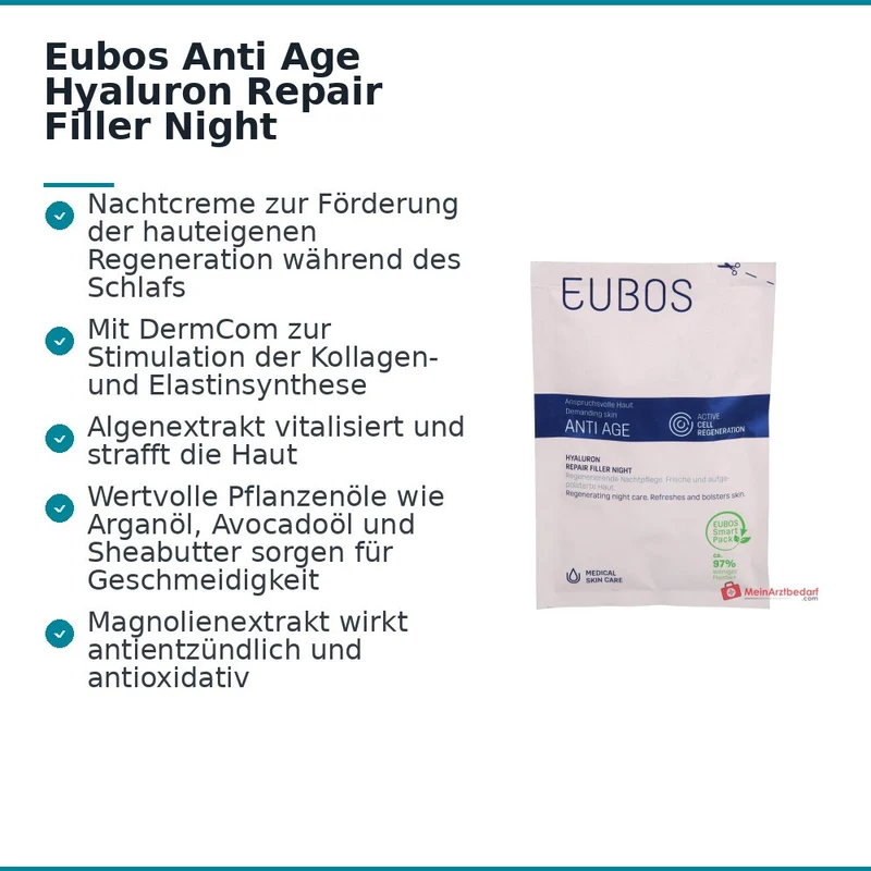 Eubos Anti Age Hyaluron Repair Filler Night Nachtcreme Nachfüllbeutel, 50 ml