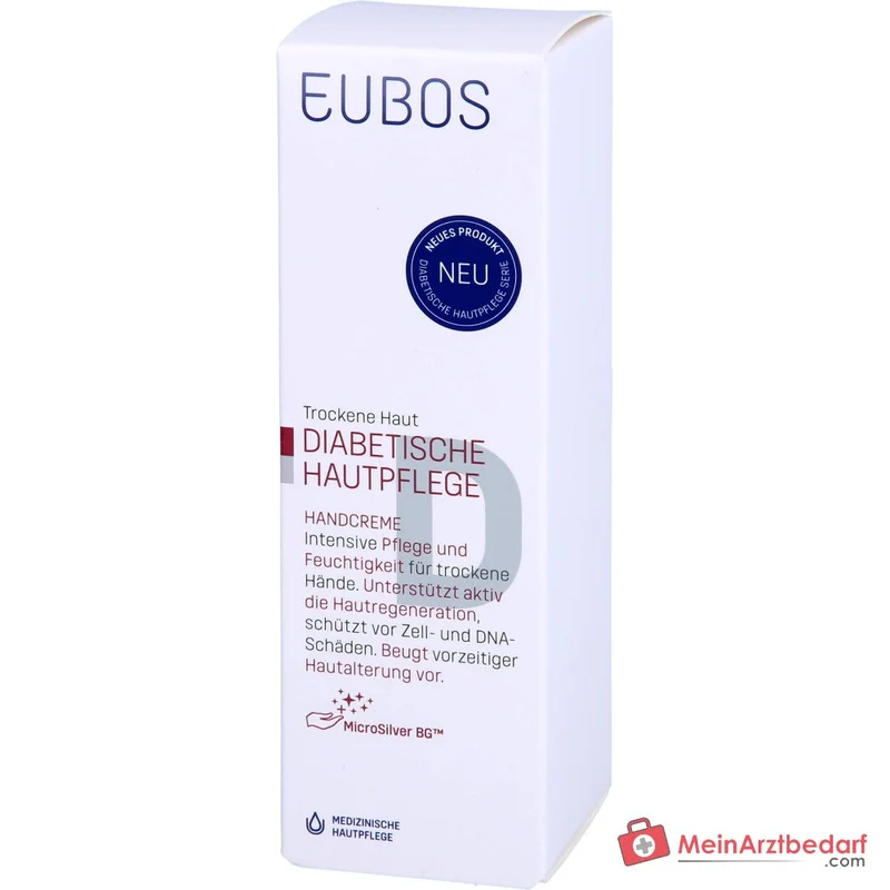 Eubos Diabetische Hautpflege Handcreme MicroSilver / Ectoin / Carnosin / Zink-PCA Creme, 50 ml