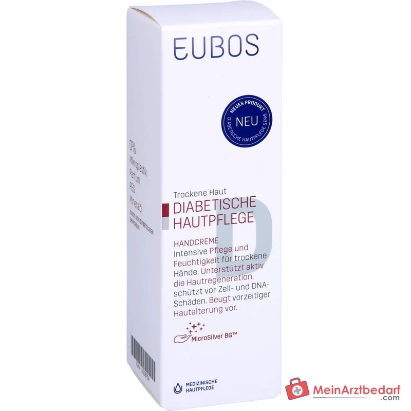 Eubos Diabetische Hautpflege Handcreme MicroSilver / Ectoin / Carnosin / Zink-PCA Creme, 50 ml